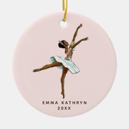 Black Ballerina Personalized Nutcracker Ballet Ceramic Ornament