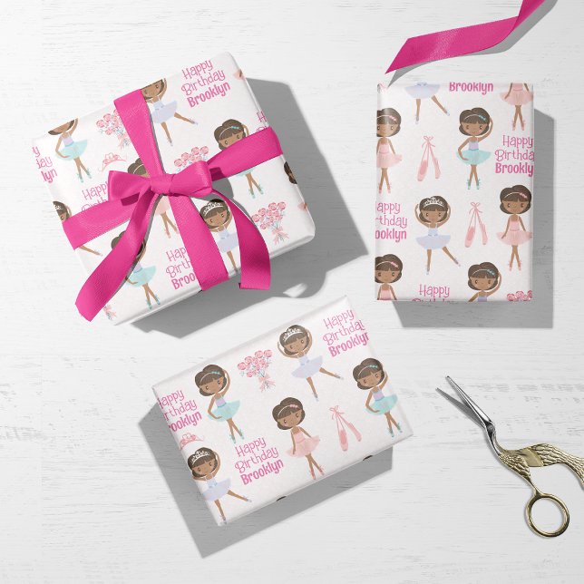 Black Ballerina Personalized Wrapping Paper Sheets (Creator Uploaded)