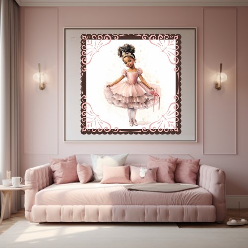 Black Ballerina Pink Tutu Gold Crown Poster