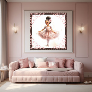 Black Ballerina, Pink Tutu, Pink Flower Barrette Poster