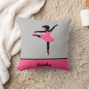 Black Ballerina Silhouette Personalized Throw Pillow