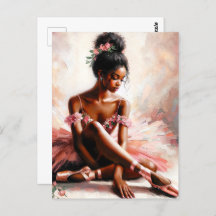 Black Ballerina Wearing Pink Tutu Art
