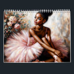 Black Ballerinas Ballet Art Calendar<br><div class="desc">This melanin-rich calendar features a variety of artwork starring young black woman ballerinas in tutu dresses and pointe shoes. Hairstyles range from high buns to free afros, and the tutus are pink, yellow, blue, purple, green, red, black, white, and beige. The ballet dancers also vary in poses, some sitting, some...</div>