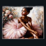Black Ballerinas Ballet Art Calendar<br><div class="desc">This melanin-rich calendar features a variety of artwork starring young black woman ballerinas in tutu dresses and pointe shoes. Hairstyles range from high buns to free afros, and the tutus are pink, yellow, blue, purple, green, red, black, white, and beige. The ballet dancers also vary in poses, some sitting, some...</div>
