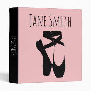 Black ballet pointe shoes 3 ring binder