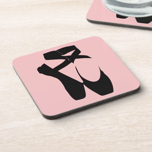 Black ballet  pointe shoes beverage coaster (Left Side)