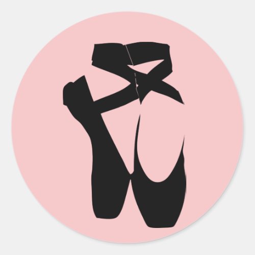 Black ballet  pointe shoes classic round sticker