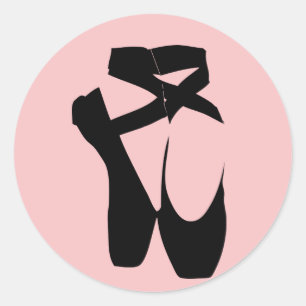 Black ballet pointe shoes classic round sticker