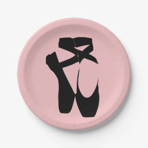 Black ballet pointe shoes paper plates