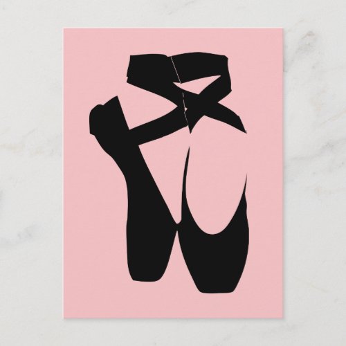 Black ballet  pointe shoes postcard