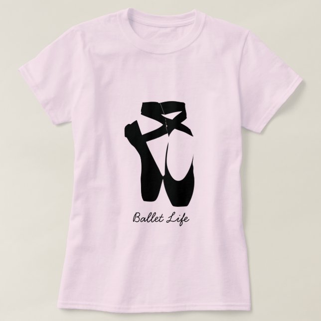 Black ballet  pointe shoes T-Shirt (Design Front)