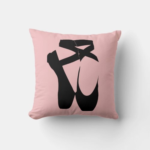 Black ballet  pointe shoes throw pillow