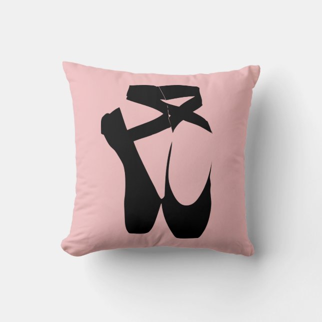 Black ballet  pointe shoes throw pillow (Front)