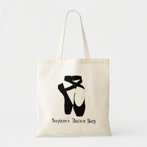 Black ballet  pointe shoes tote bag