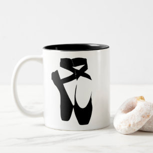 Black ballet pointe shoes Two-Tone coffee mug