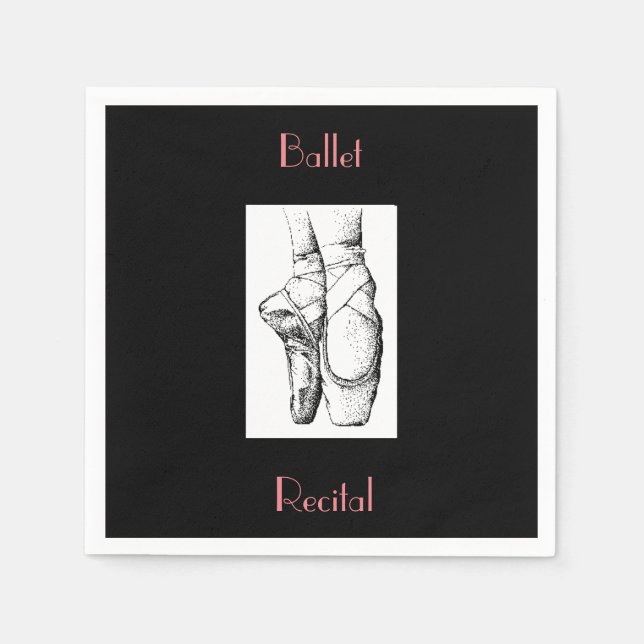 Black Ballet Recital Paper Napkins (Front)