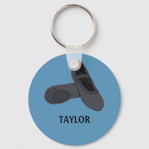 Black Ballet Shoes Blue Personalized Keychain