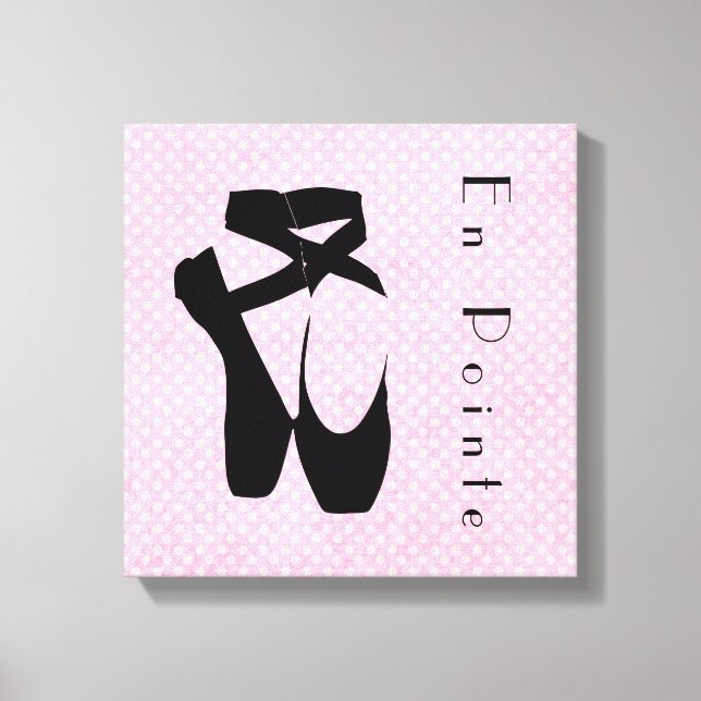 Black Ballet Shoes En Pointe Canvas Print (Front)