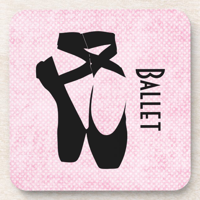 Black Ballet Shoes En Pointe Drink Coaster (Front)
