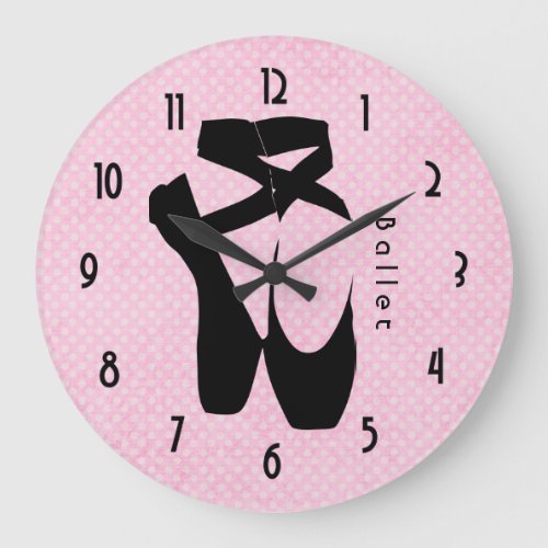 Black Ballet Shoes En Pointe Large Clock