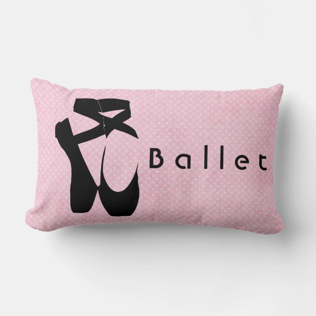Black Ballet Shoes En Pointe Lumbar Pillow (Front)