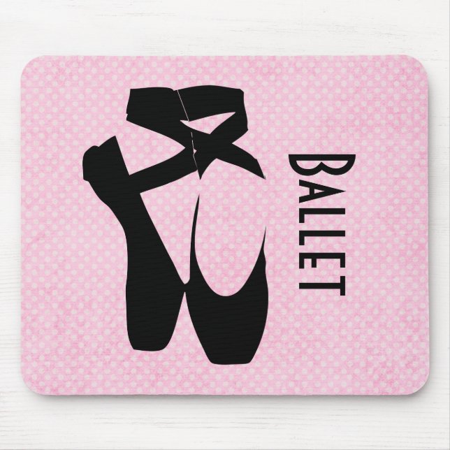 Black Ballet Shoes En Pointe Mouse Pad (Front)
