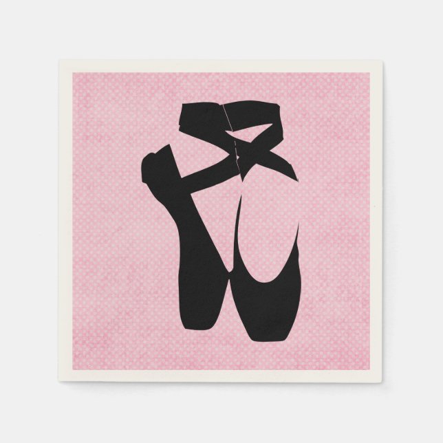 Black Ballet Shoes En Pointe Napkins (Front)