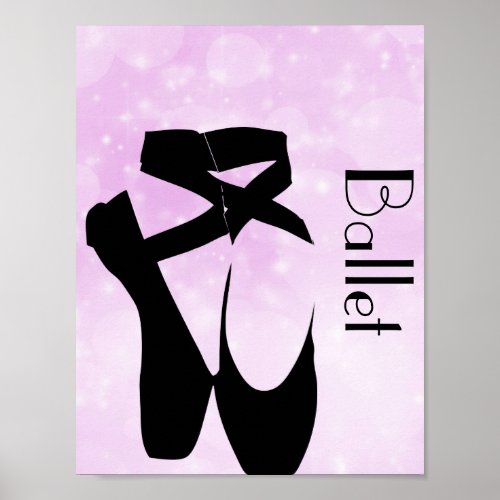 Black Ballet Shoes En Pointe Poster