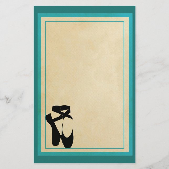 Black Ballet Shoes En Pointe Stationery (Front)