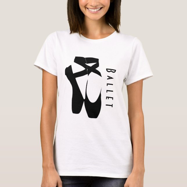 Black Ballet Shoes En Pointe T-Shirt (Front)