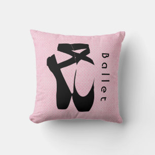 Black Ballet Shoes En Pointe Throw Pillow