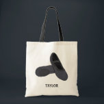 Black Ballet Shoes Slippers Personalized Tote Bag<br><div class="desc">Create a personalized tote bag that's perfect for carrying ballet gear to and from class. With an illustration of a pair of ballet shoes in black and charcoal gray it's perfect for boys who love ballet,  or anyone who prefers black ballet slipper to the pink ones.</div>