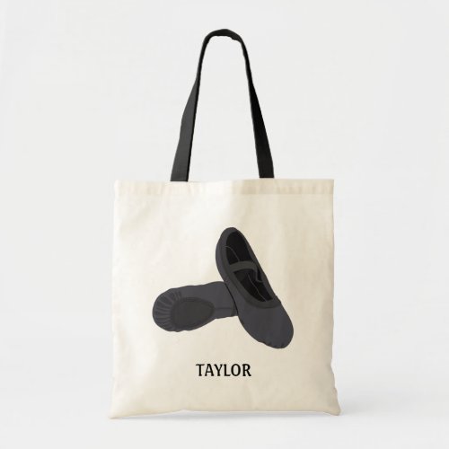 Black Ballet Shoes Slippers Personalized Tote Bag