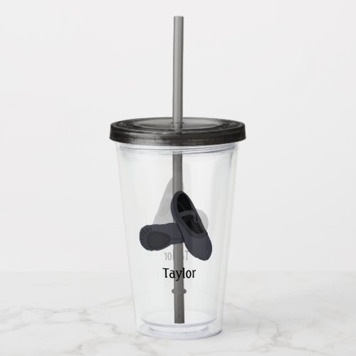 Black Ballet Shoes with Name Personalized Acrylic Tumbler