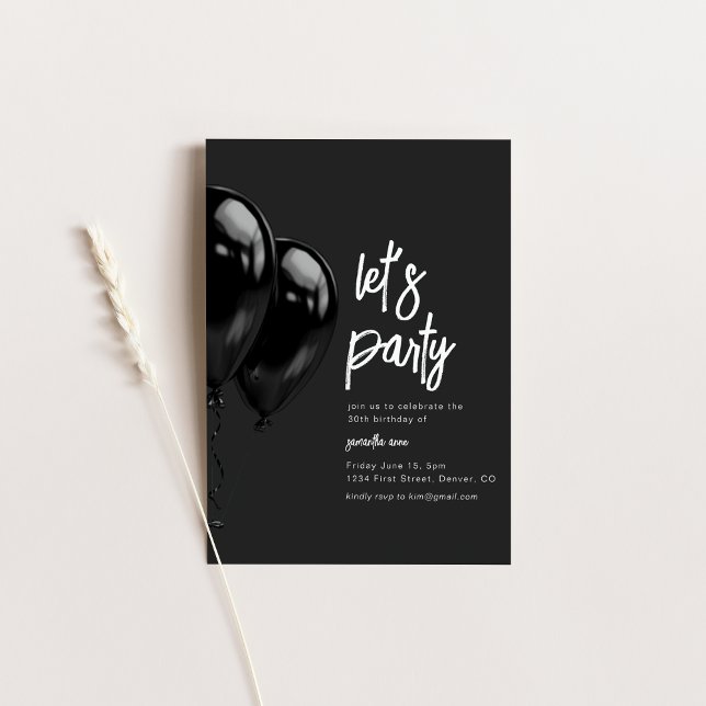 Black Balloon Birthday Party Invite (Creator Uploaded)
