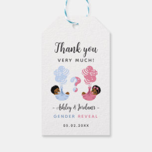 Black Balloon Gender Reveal Thank You Favor Tags