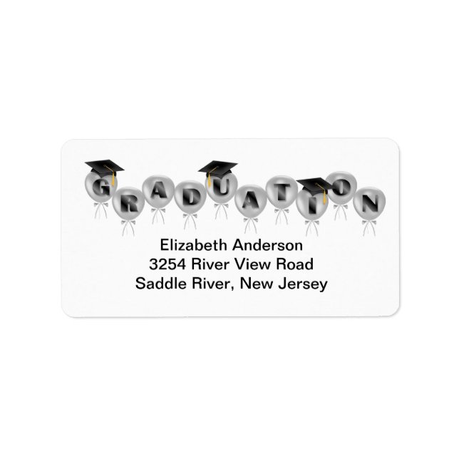 Black Balloons Graduation Address Labels (Front)