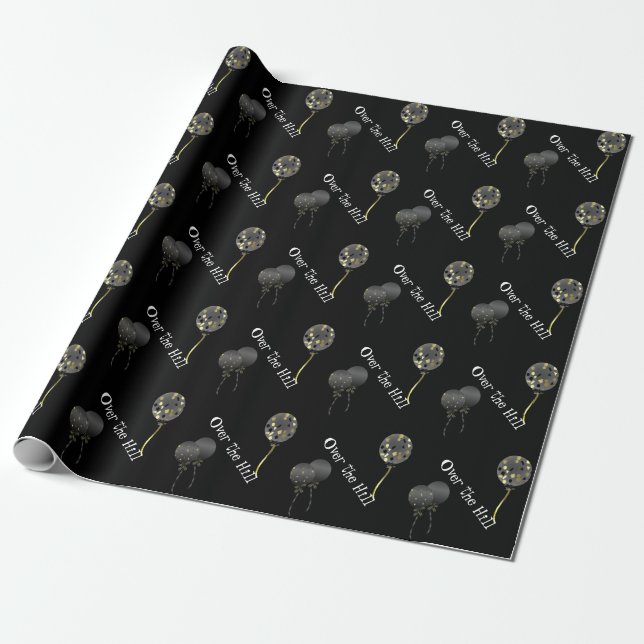 Black Balloons Over The Hill Wrapping Paper (Unrolled)