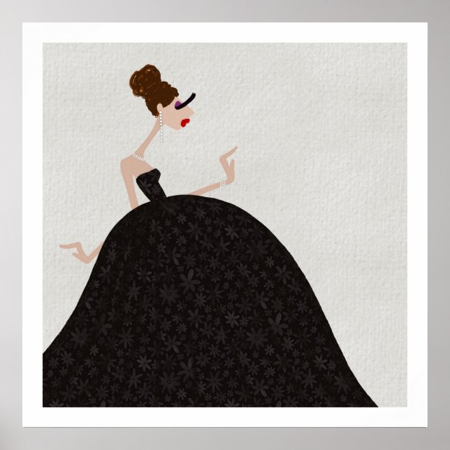 Black Ballroom Wednesday Party Glam Fashion Art Poster (Front)