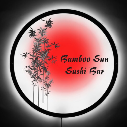 Black Bamboo and Red Sun LED Sign