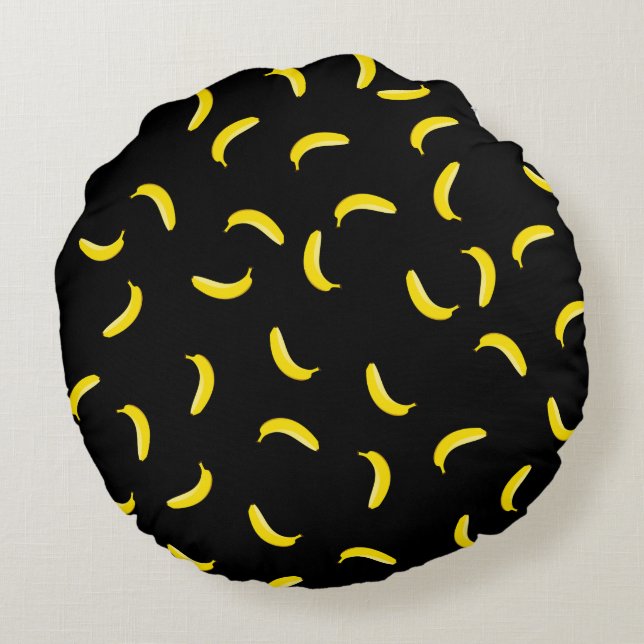 Black Banana Round Pillow (Back)