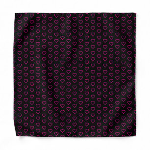Black Bandana with Pink Hearts - Choose Colors