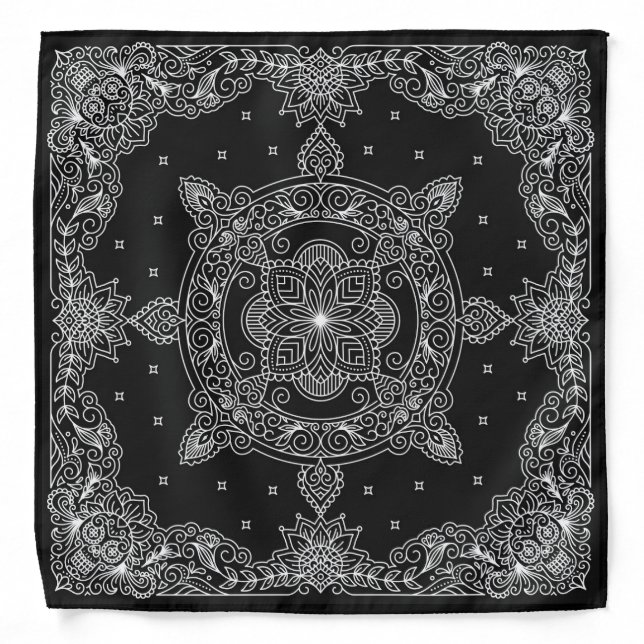 Black Bandana with Skulls Bandana (Front)