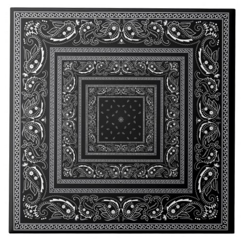 Black Bandanarama  Ceramic Tile