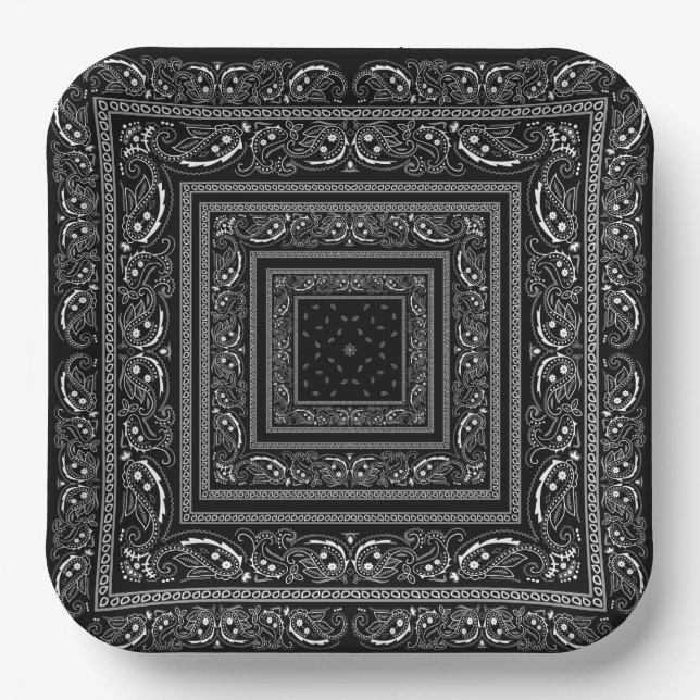Black Bandanarama Paper Plates (Front)