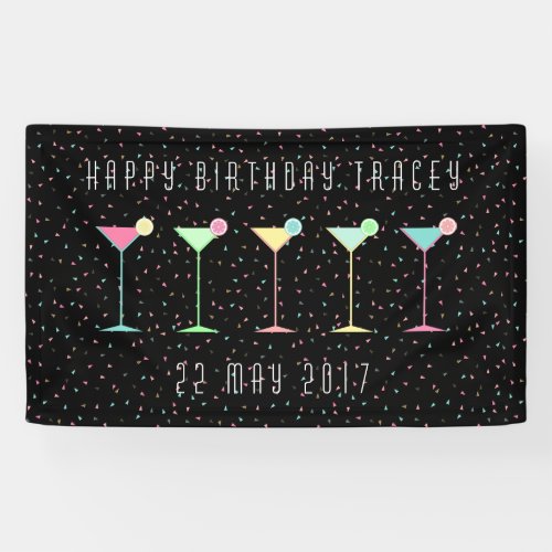 Black Banner Cocktail Party Colored Confetti Banner