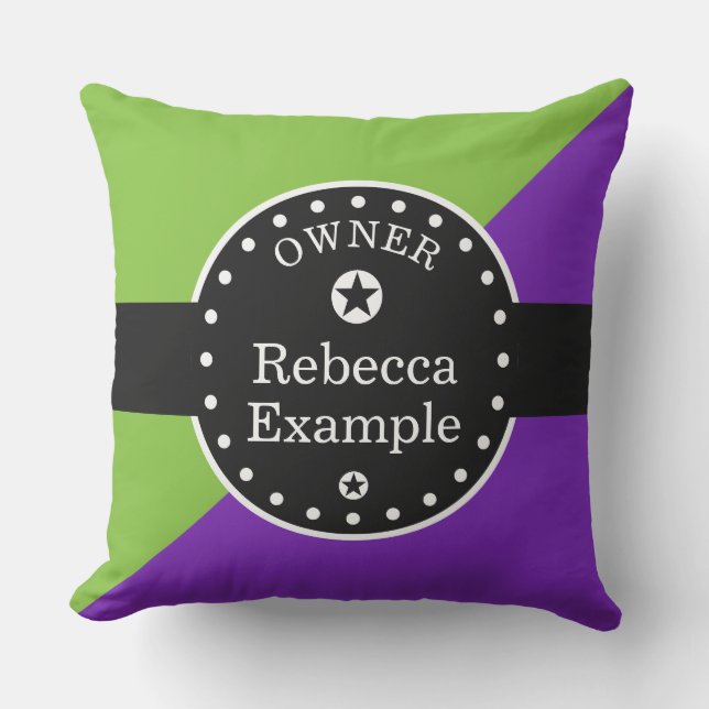 Black Banner & Rectangles - purple + your ideas Throw Pillow (Front)