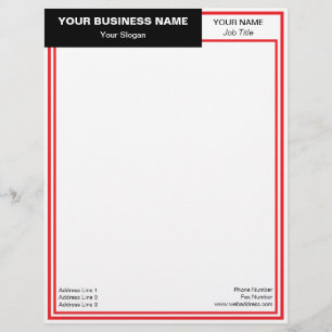 Black Banner Red Double Frame Letterhead
