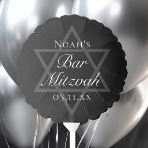 Black Bar Mitzvah Star of David Custom Party Balloon