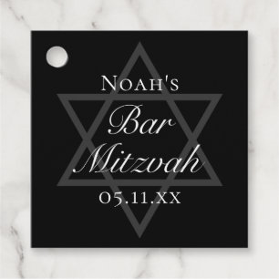 Black Bar Mitzvah Star of David Custom Party Favor Tags